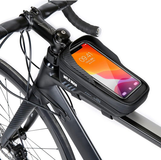 WILD MAN Bicycle bag,Men's Bicycle Accessories,Bicycle Phone Holder,Bicycle Cellphone Storage Bag,Suitable for Adult Bicycles,6.7 Mobile Phones under Inches